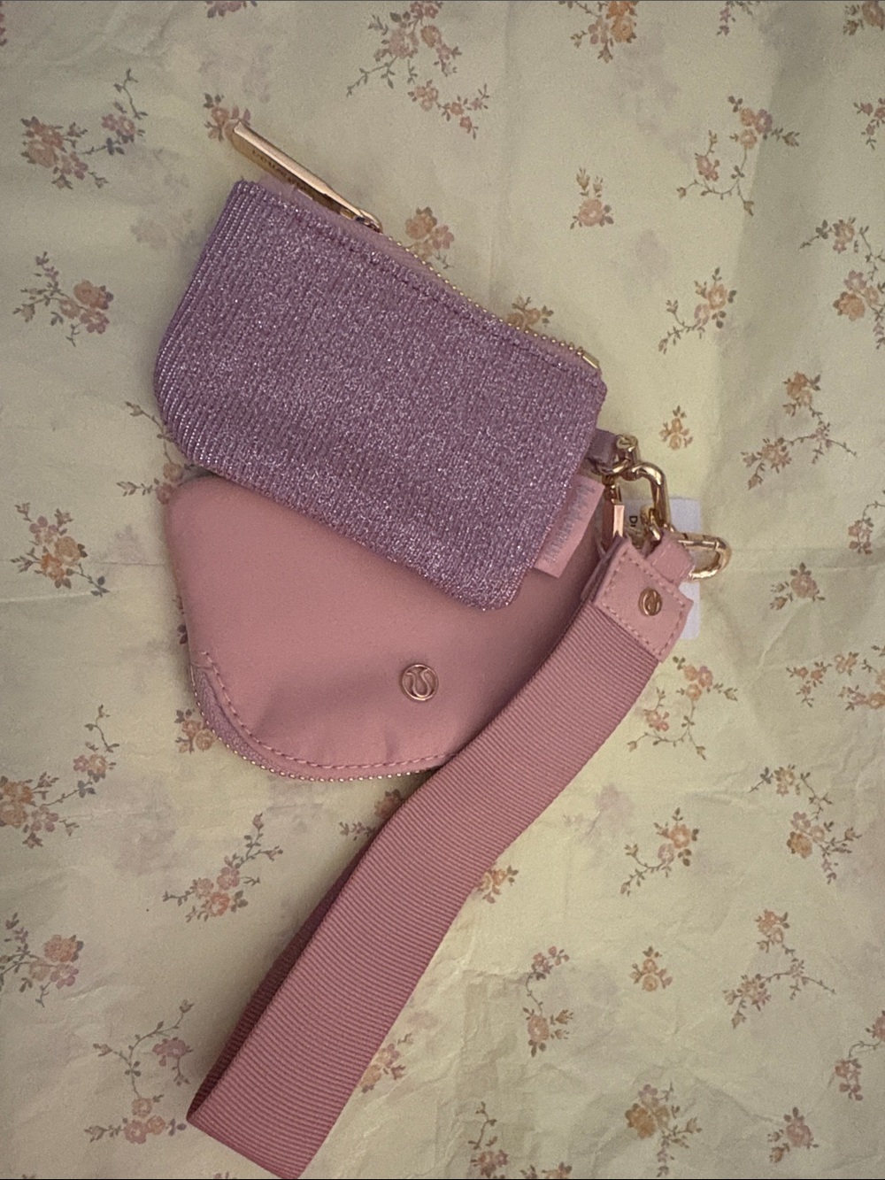 lululemon athletica Duo pouch wristlet Pink and Lilac Glitter Pouch